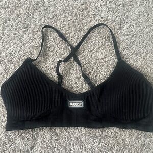 Vanquish Black Ribbed Sports Bra